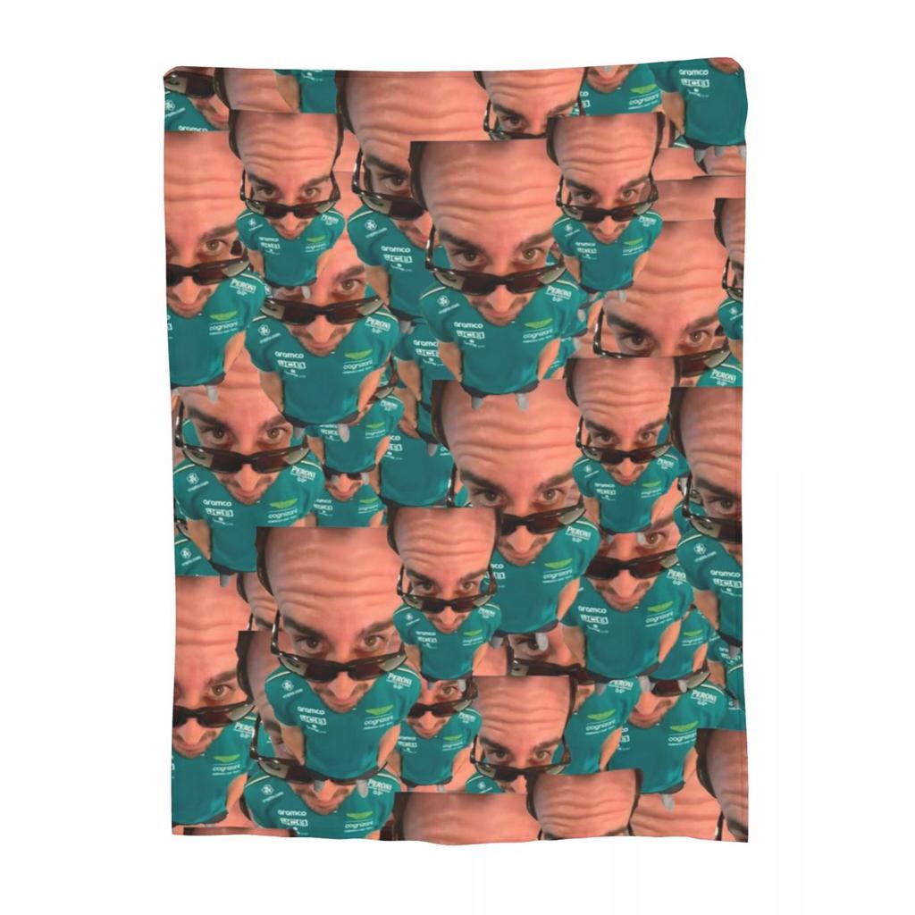 Fernando Alonso Funny Head Blankets Fleece Textile Decor Breathable Warm Throw Blankets for Bed Travel Rug Piece