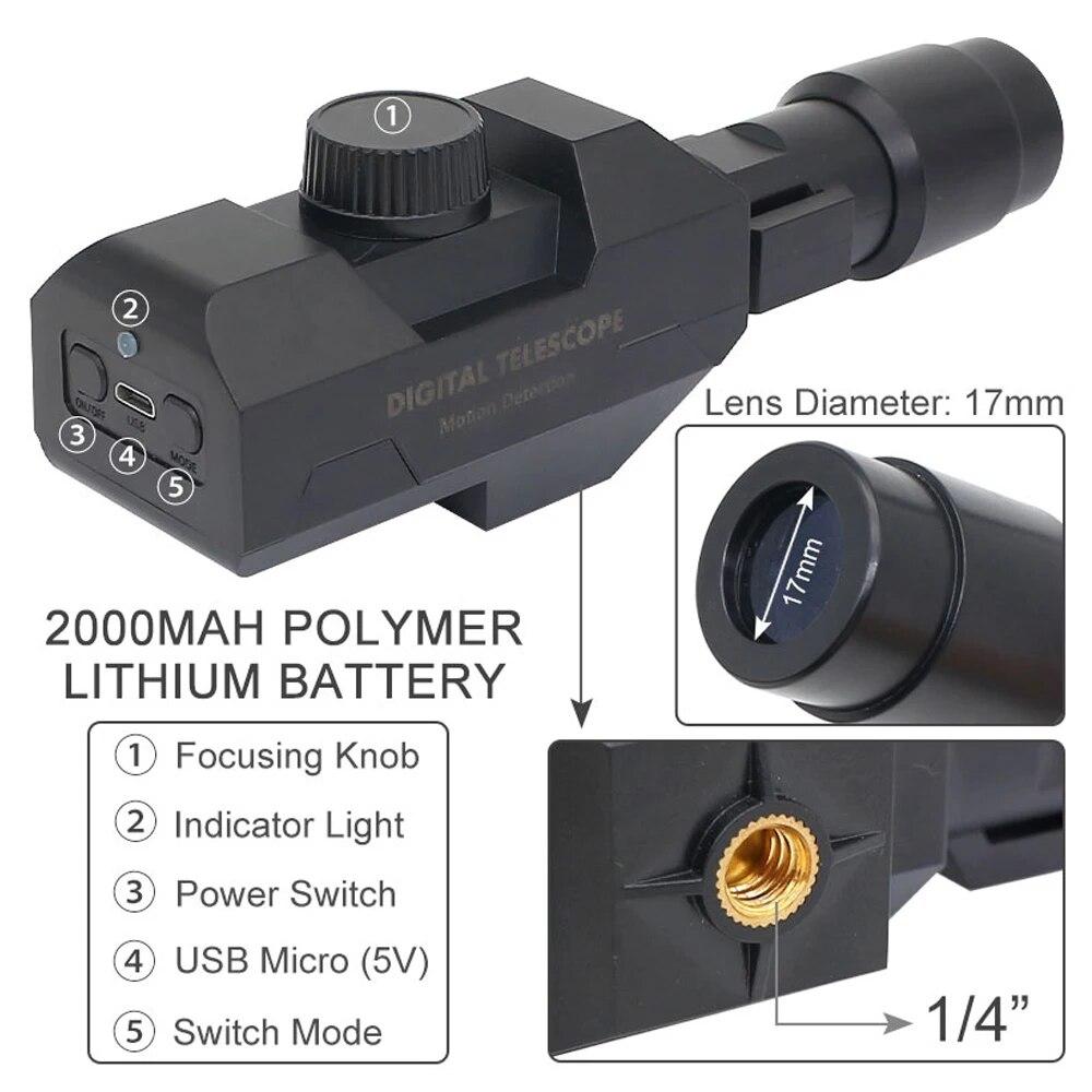 Цифровой телескоп Wi-Fi, 70-кратный зум, монокулярный монитор камеры 1920X1080 со штативом, управление через приложение для мобильного телефона, поддержка системы Android IOS