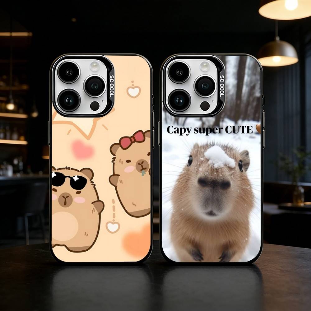 Cute Capybara Groundhog Phone Case Color Silver Shell For IPhone 17 16 15 14 13 12 11 Pro Max Plus