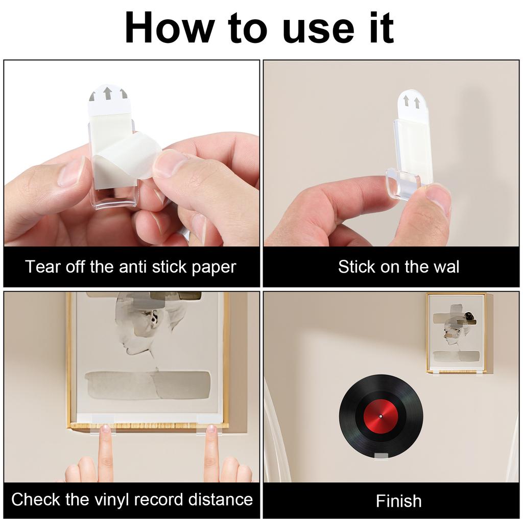 Настенное крепление для виниловых пластинок, 18 шт., акриловый держатель для виниловых пластинок, самоклеящийся прозрачный виниловый дисплей, без сверления, полки для хранения винила