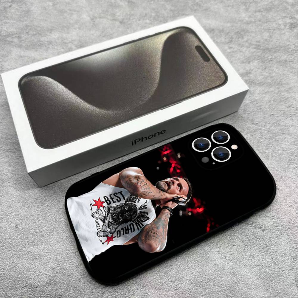 Чехол для телефона борца CM P-Punk для iPhone 17,16,15,14,13,12,Pro,Max,Plus,E,SE4,Air,Mini Черный Мягкий