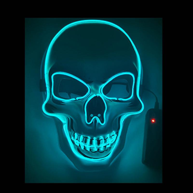 Halloween Horror Scary Ghost Head Clown Bar Dj Nightclub Led Cold Light Mask White Skull Glowing Ghost Face