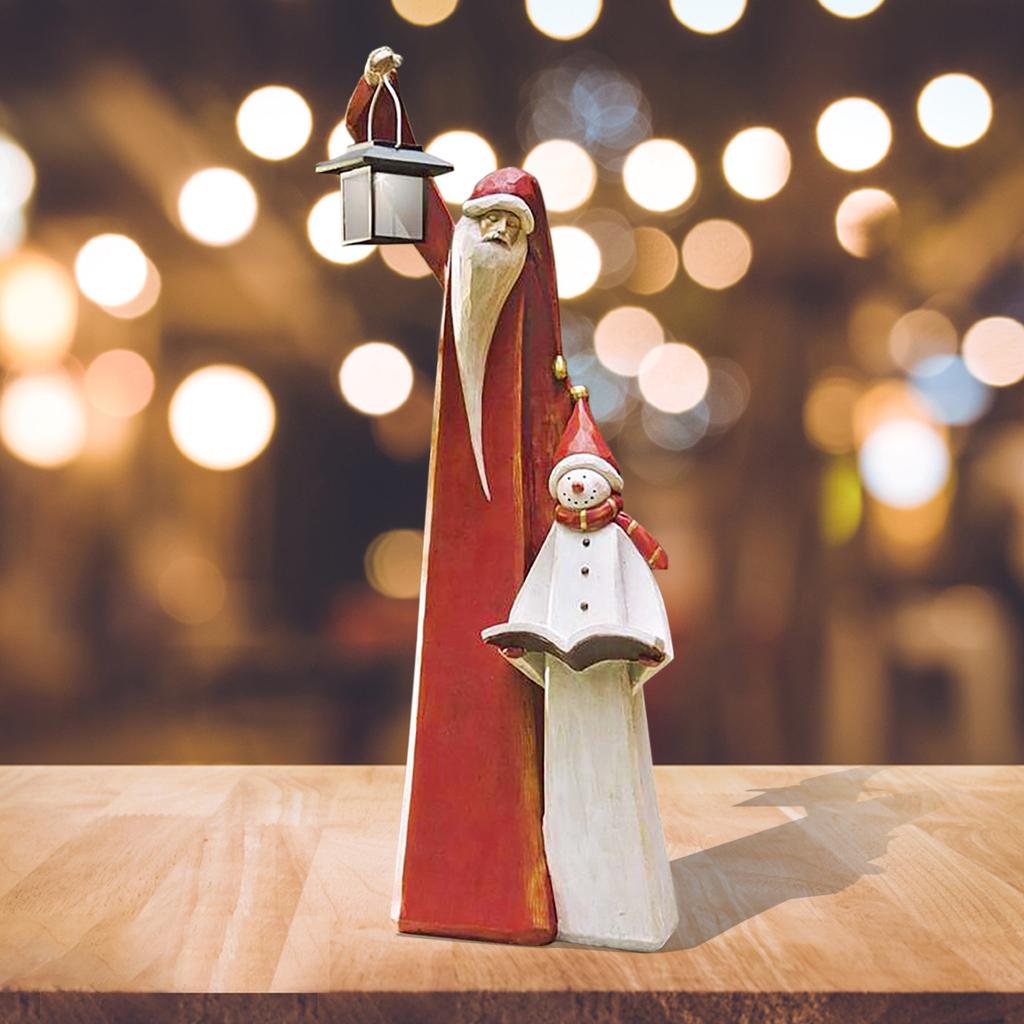 Christmas Lamp Santa And Snowman Sculpture Garden Decor Table Ornament Outdoor Decoration Practical Anti-Fade Festival Gifts