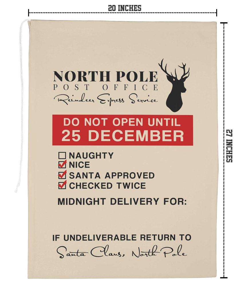 Printtoo Упаковка из 2 шт., сумки для хранения рождественских подарков, большой подарочный мешок Санты с завязкой на рождественской вечеринке 27x20 дюймов