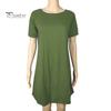 Летнее мини-платье с короткими рукавами, А-силуэтом, круглым вырезом, однотонное, длиной выше колена, простое короткое платье для свиданий, пляжное вечернее платье