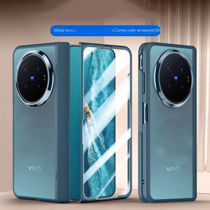 Матовый Полупрозрачный Задний Чехол Для VIVO X Fold 6 с Металлическим Кольцом для Камеры Защитное Стекло для Экрана Чехол