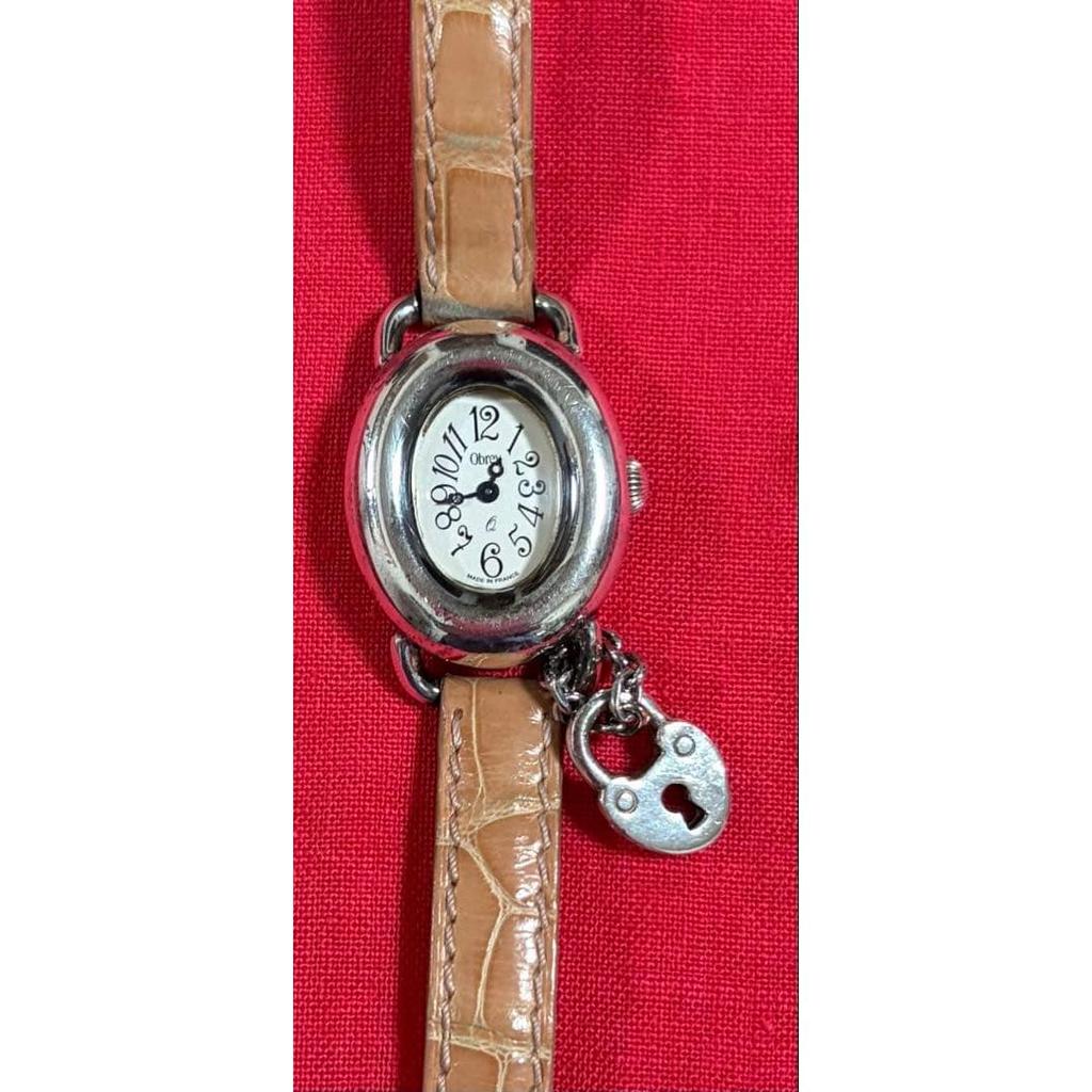 Used Obrey Watch, Solid Silver, With Charm, Purchased in France, Battery Replaced