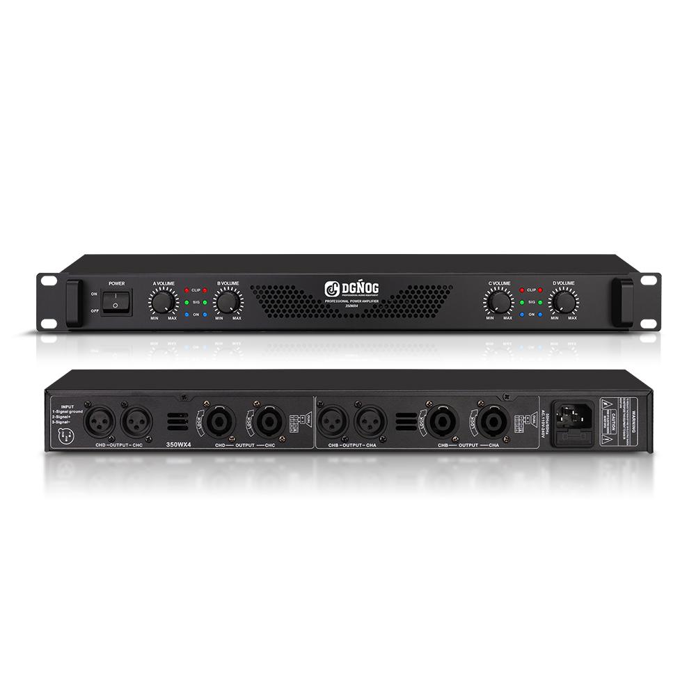 DJ Power Amplifier 4 Channel Lightweight Amplifier 1U 8 Ohm 100W 4 Ohm 200W Suitable for Small Stage Performance Karaoke DGNOG