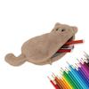 Pencil Case Cartoon Cat Shape Plush Pen Bag Large Capacity Lovely Plush Animal Pencil Organizer Case School Stationery Storage