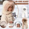 Women's Scarf Hat Set, Winter Scarf, Windproof, Fleece-Lined, Cute Hat Scarf, Gloves