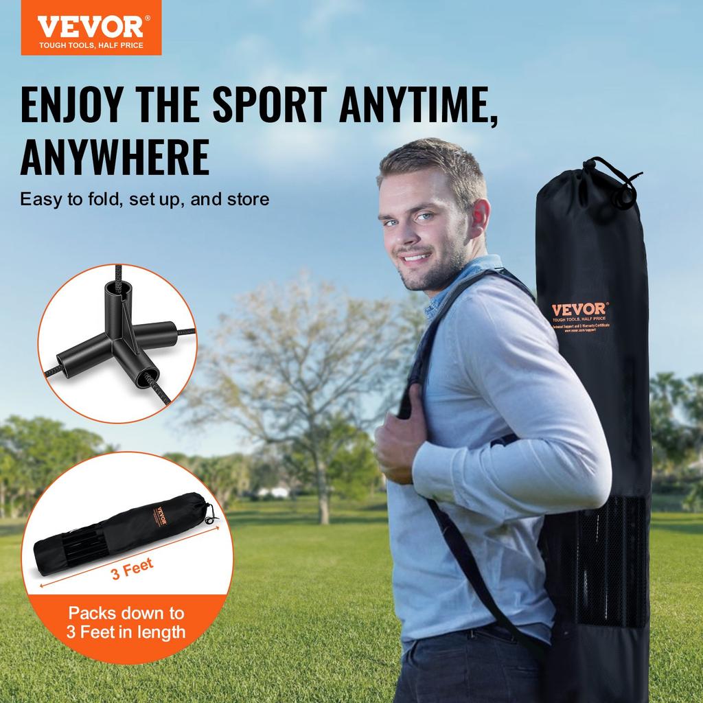 VEVOR Badminton Net, Height Adjustable Volleyball Net, 17ft Wide Foldable Pickleball Net, Portable Easy Setup Tennis Net Set with Poles