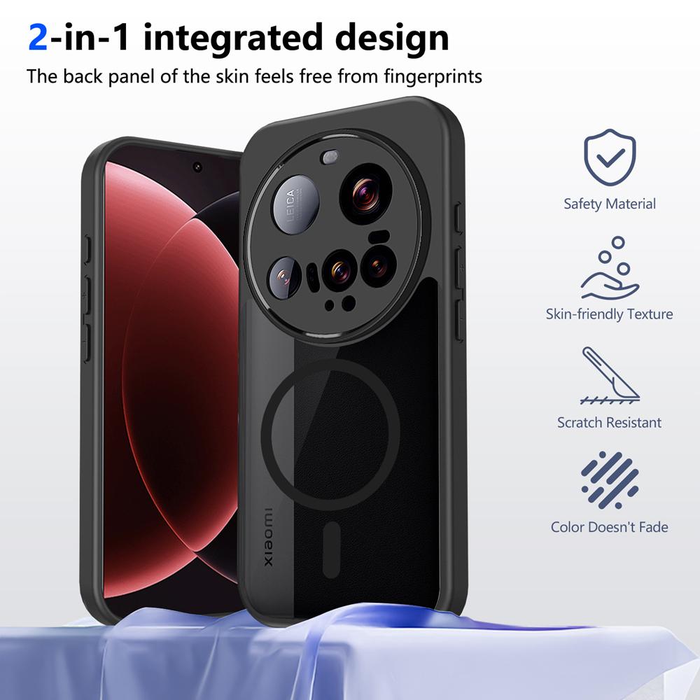 KEYSION Магнитный чехол для телефона для Xiaomi 15 Ultra 5G Силикон+ПК Матовый Полупрозрачный Прозрачный Ударопрочный чехол для Xiaomi 14 Ultra 5G