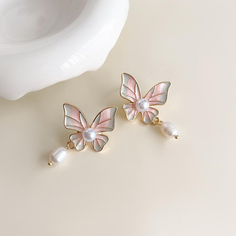 Dripping Enamel Flower Series Real 925 Silver Gold Plant Stud Earrings For Women Small Niche Accessories