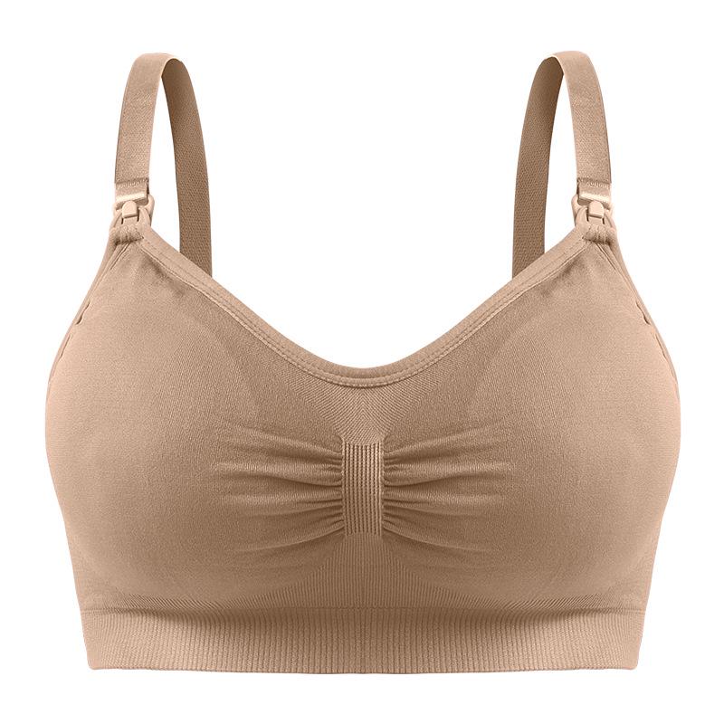 Plus Size Wireless Front-Closure Maternity Nursing Bra with Adjustable Anti-Leakage Support