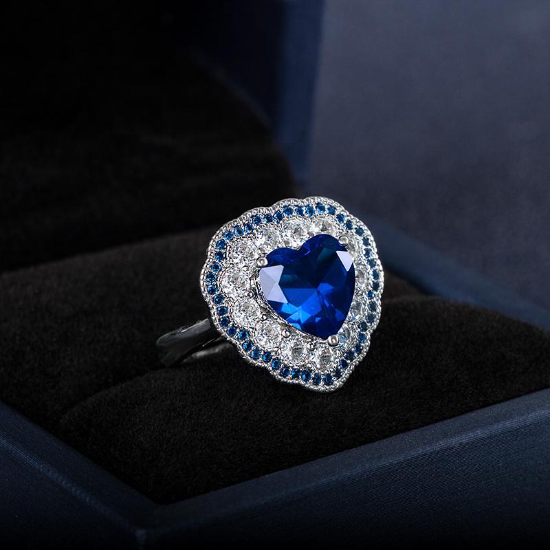 Классическое кольцо Cellacity из стерлингового серебра 925 пробы для очаровательной дамы с драгоценными камнями в форме сердца Рубин Сапфир Изумрудный камень Изящные ювелирные изделия