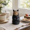 Resin Decorative Ornaments Hooded Black Cat Figurine, Gothic Statue with Candle Holder, Mysterious Home Decor Ornament for Halloween Farmhouse