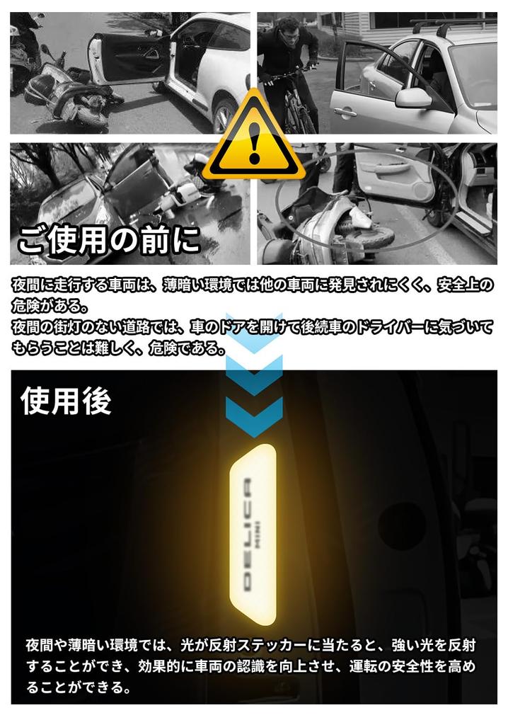 SUVVNE Светоотражающая наклейка Светоотражающая наклейка Только для новой серии Delica Mini B3 (Май 2023 г. — Текущее время) Наклейка безопасности Светоотражающая наклейка на дверь автомобиля U