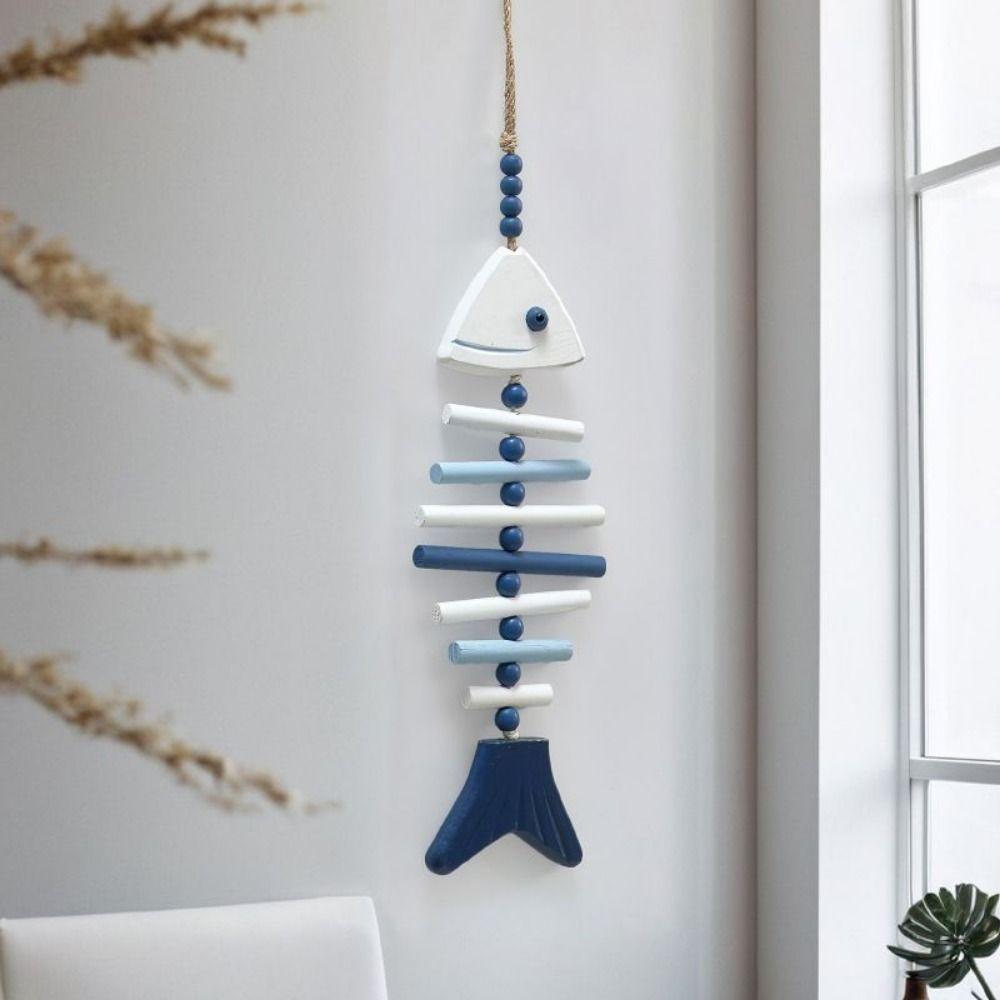 Wall Mounted Wooden Fish Pendant Exquisite Fish Hanging Ornament Funny Fish Bone Pendant Bar