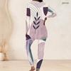Women Plus Size White Orange Black Printed Round Neck Long Sleeve Longline Top Fitted Pants Two Piece Set