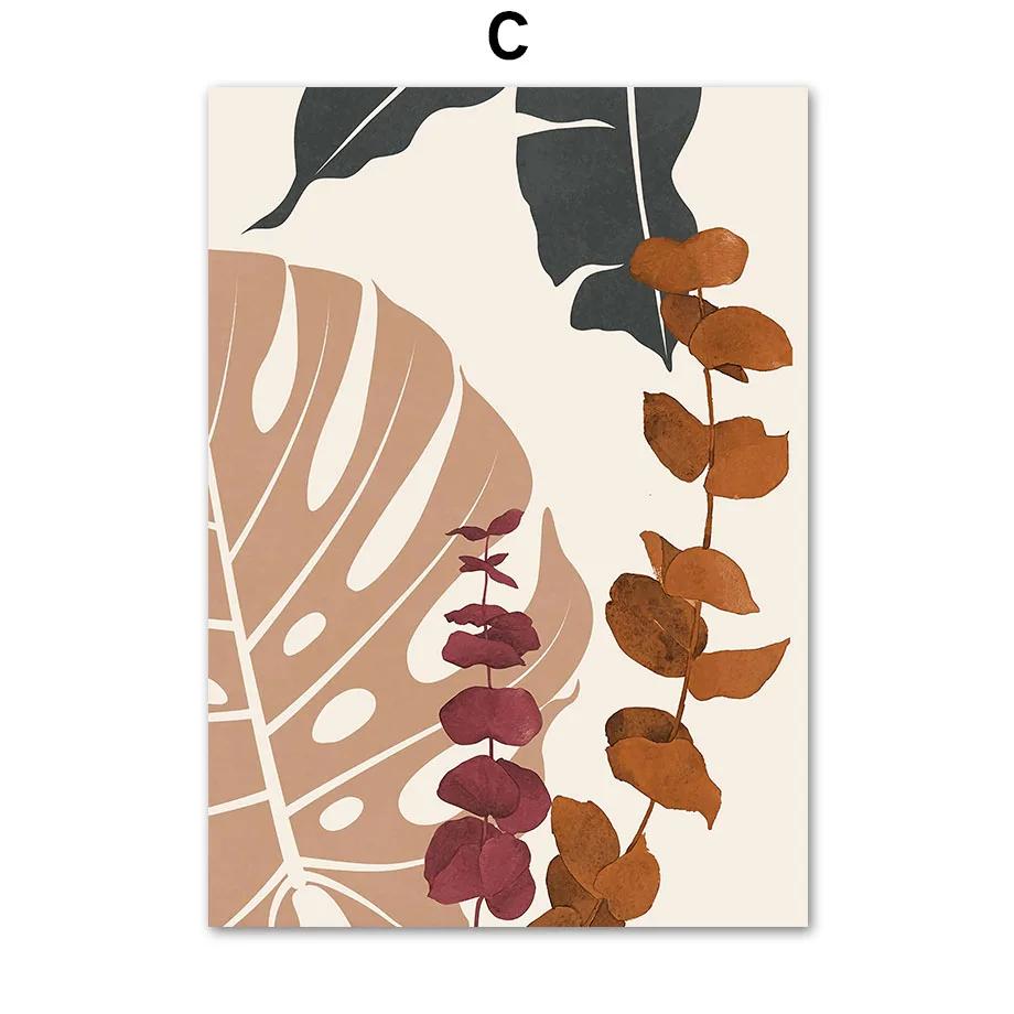 Black Girl Monstera Flower Abstract Boho Wall Art Canvas Painting Nordic Posters And Prints Wall Pictures For Living Room Decor