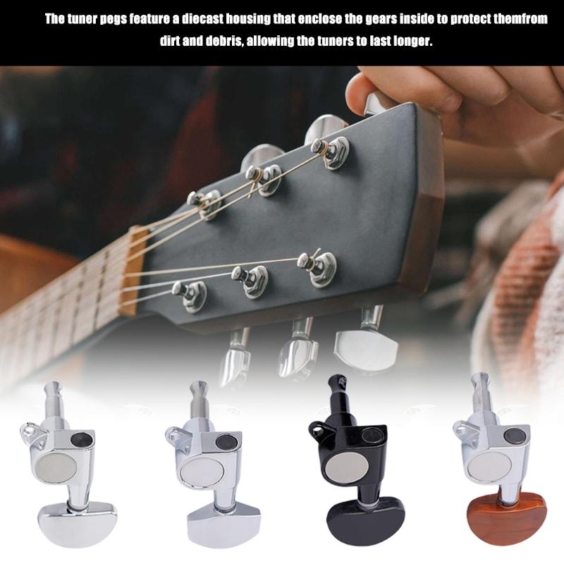 6Pcs Sealed Guitar Tunings Pegs 3 Left 3 Right Guitar Machine Heads Knobs Tuner Replacement Guitar Accessories