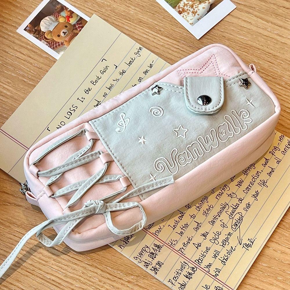 Large Capacity Pen Bag Zipper Stationery Organizer INS Pencil Case Students