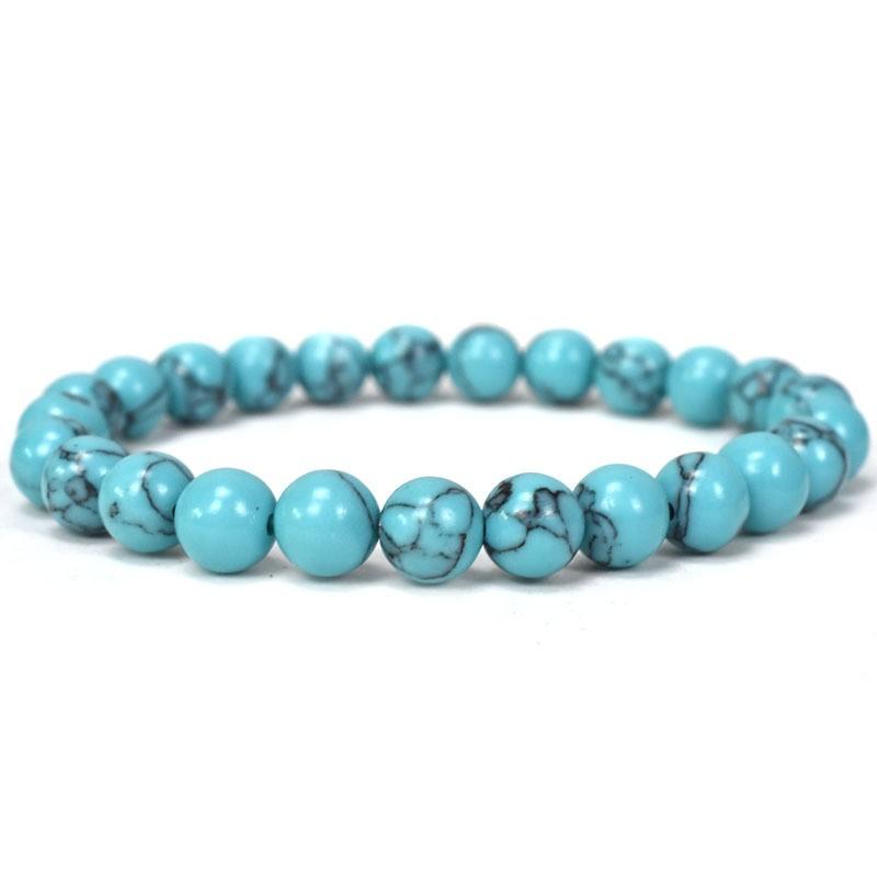 Браслет из имитации натуральной бирюзы 8 мм, подарки на день рождения для мальчиков и девочек