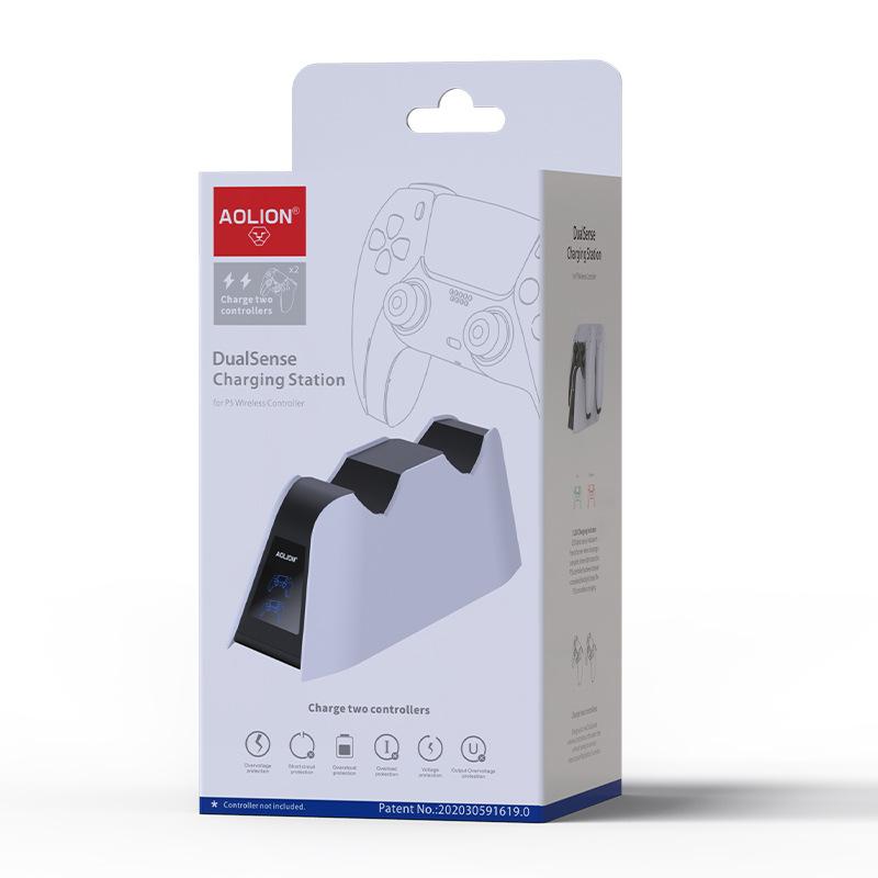 Док-станция AOLION ALP500701 с двумя слотами для быстрой зарядки для Sony PS5 DualSense Edge Controller Charger со светодиодным индикатором