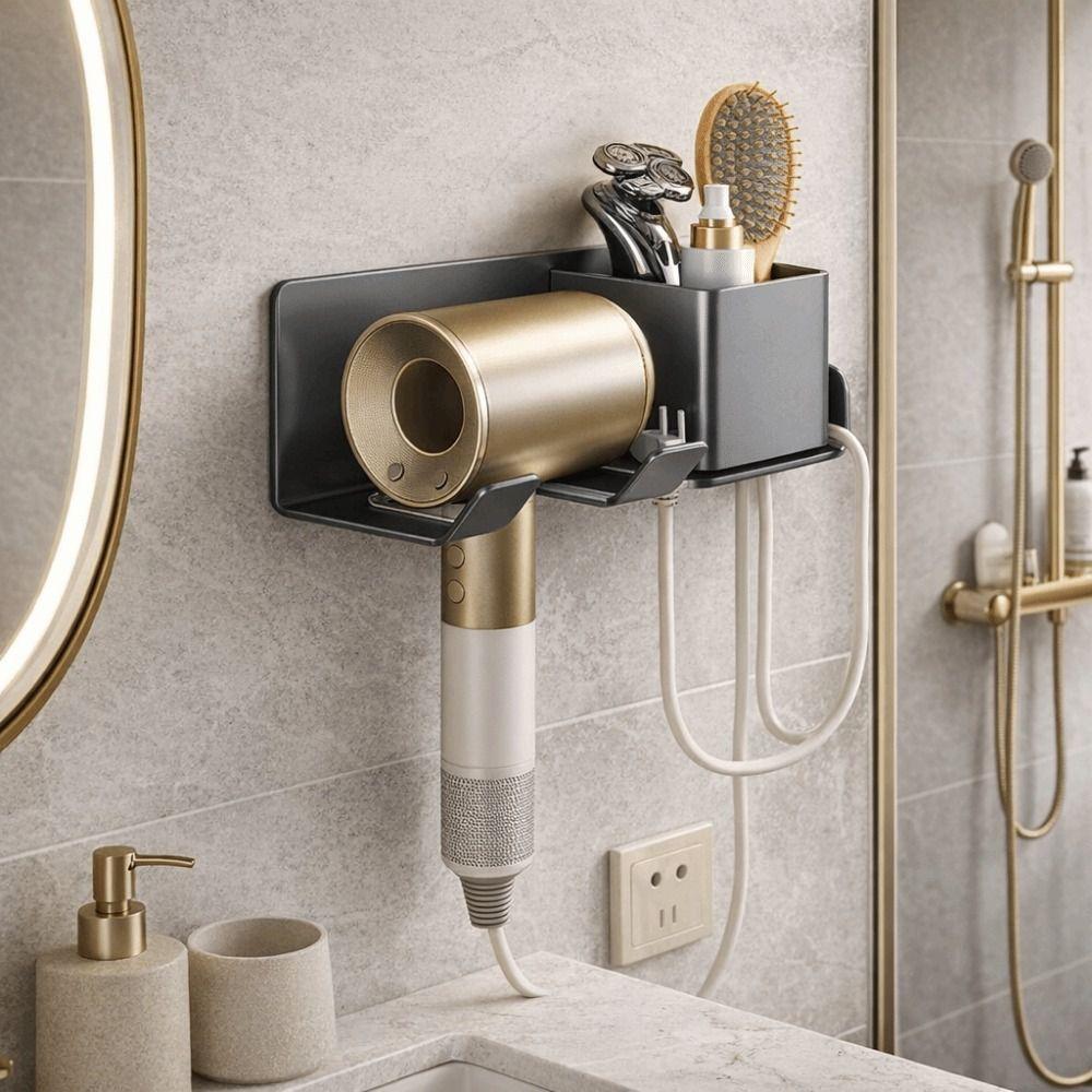 Carbon Steel Bathroom Tissue Holder Wall Mounted Tissue Rack Hair Dryer Holder Bathroom Use