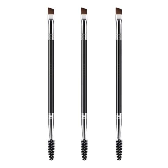 Набор кистей для бровей с двойной головкой, 3 шт., спиральная коническая кисть для макияжа глаз, пластиковая ручка, кисть для ресниц, профессиональная расческа для ресниц, инструмент для бровей