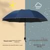 Усиленный зонт XL для мужчин и женщин, трехсложный дизайн, двойного назначения для солнца и дождя с солнцезащитным покрытием из черного клея.