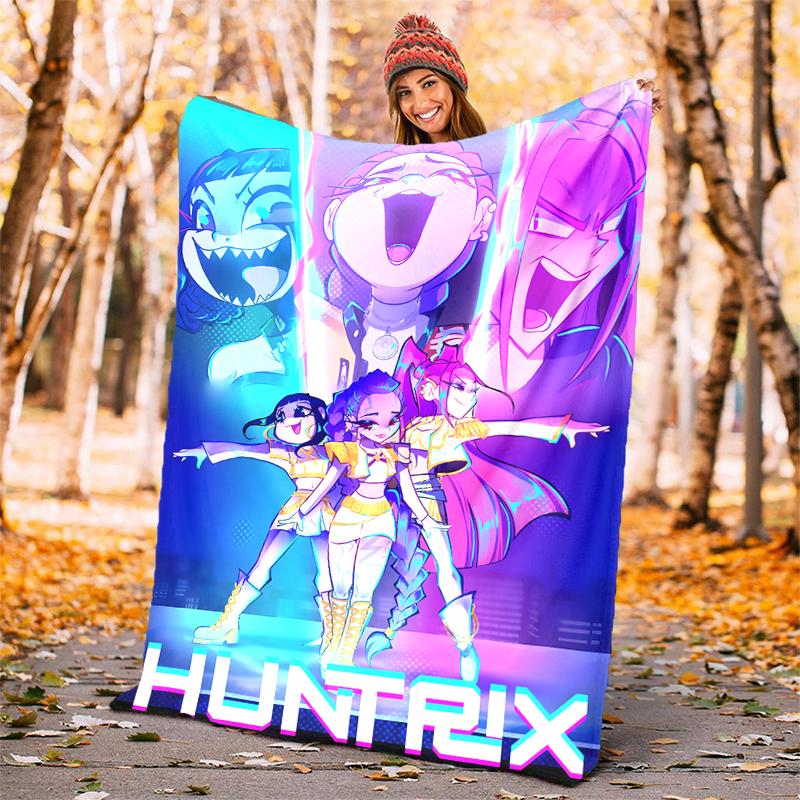 KPOP Hunter Flannel Blanket Soft Warm All-Season Throw, Design for Camping, Car Travel, Hiking Sofa, Bed, Office Perfect Gift for Parties