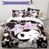 3pcs Sanrio Kuromi2 pattern bedding set duvet cover set includes duvet cover &pillowcases, perfect all season bedroom decoration & gift