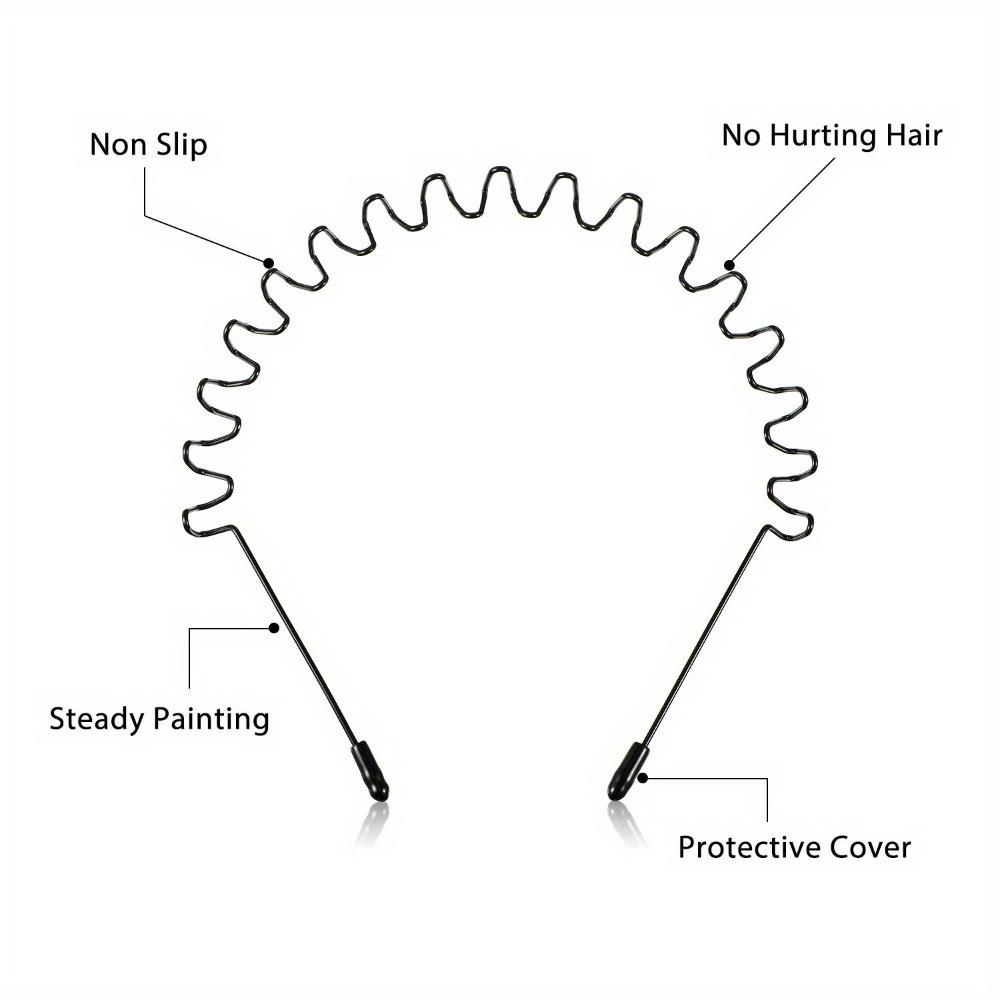 3/6 шт. унисекс повязка для волос металлический обруч для волос черный весенний нескользящий мужской женский спортивный модный головной убор (Весенняя волна)