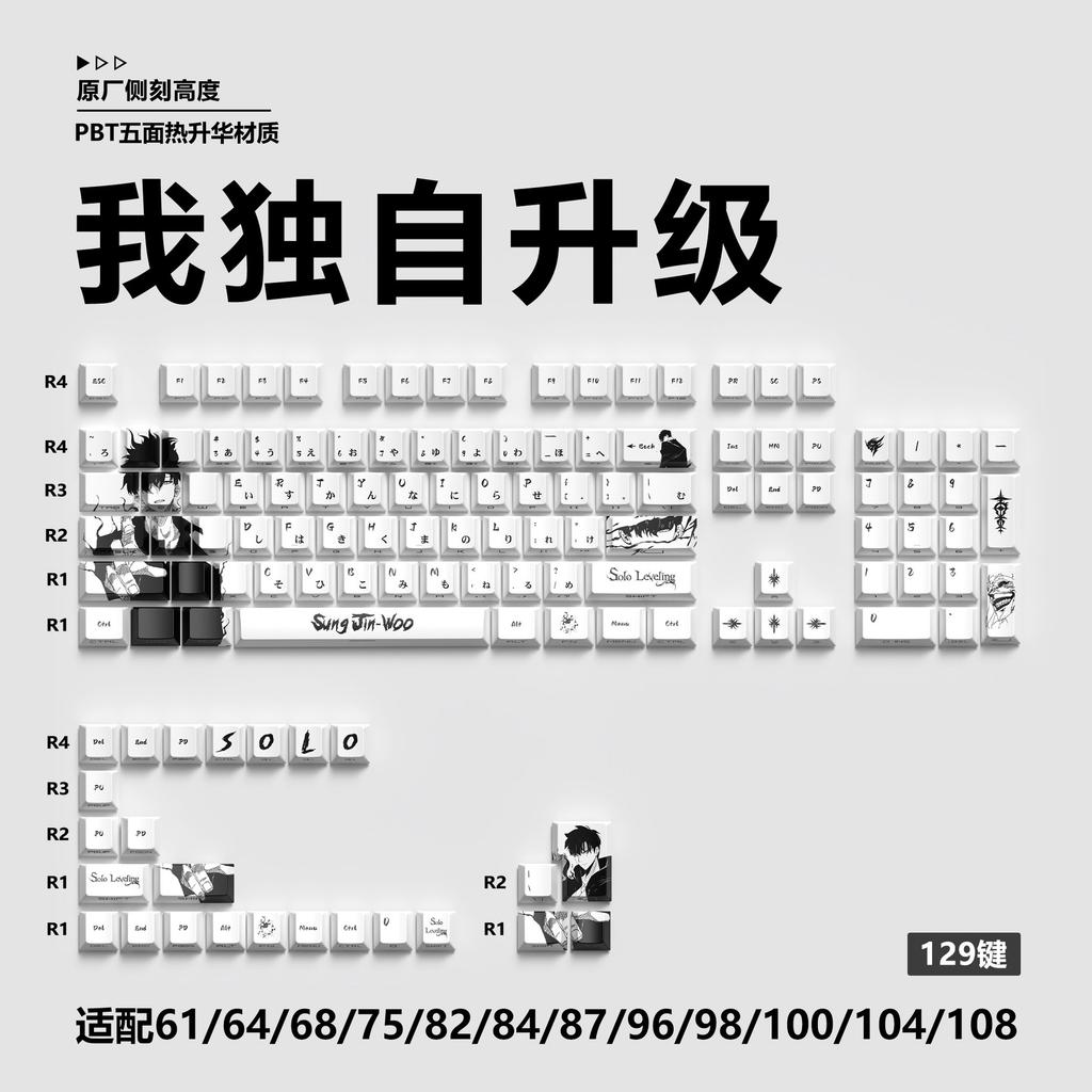 Miyu 129-Key OEM Profile Keycaps - Side-Engraved, Translucent, 5-Side Thermal Sublimation, PBT, for Custom Mechanical Keyboards