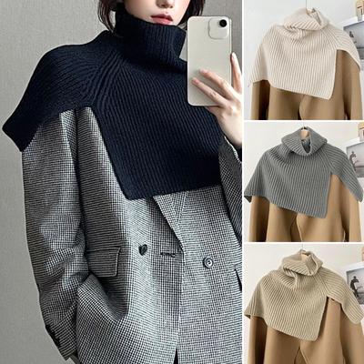 1Pc Knitted Shawl Solid Color Outfit Neck Protector Fake Collar Detachable