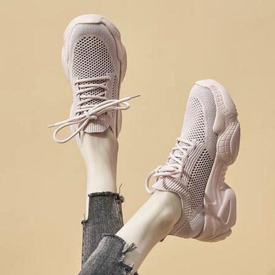 Весна и Осень Новая Одиночная Обувь Сетчатая Внутренняя Увеличение Высоты Женская Белая Обувь Удобная Повседневная Спортивная Обувь Повседневная Обувь