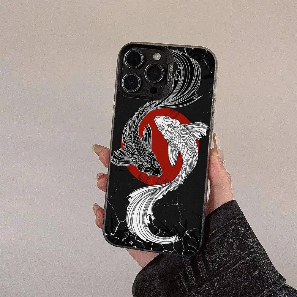 Арт Рыба Карп Кои Посеребренная Внутри Чехол Для Телефона Для iPhone 17 16 15 14 11 12 13 Pro Max Plus X XR XS Max Цветной