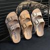 Мода 2024 года, летние женские тапочки из пробки с двумя пряжками, сандалии из коровьей замши на плоской подошве для женщин, ретро-модные садовые мюли-сабо