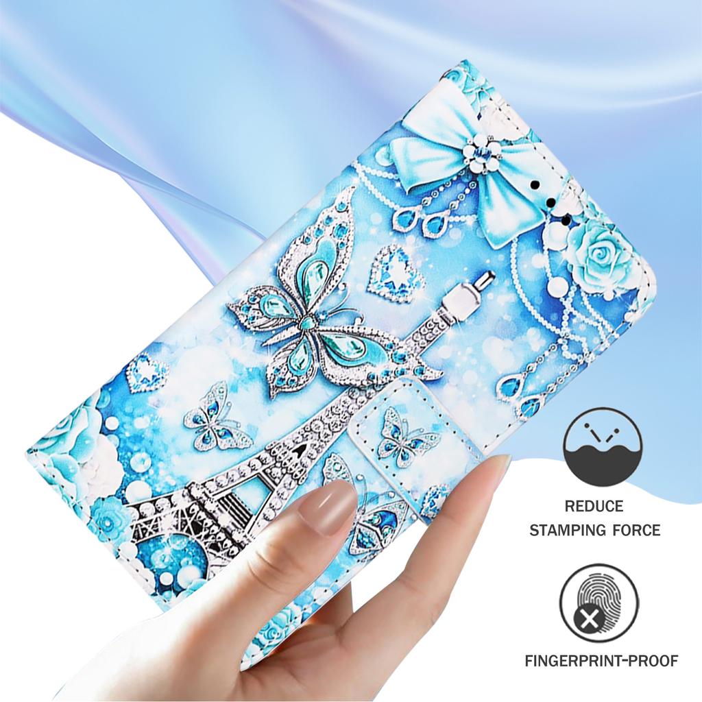 Eiffel Tower Butterfly Dream Pattern PU Leather Magnetic Shockproof Case for iPhone,Samsung,Huawei,Xiaomi,vivo,Oppo,Moto,Tecno,TCL,ZTE,Infinix...More