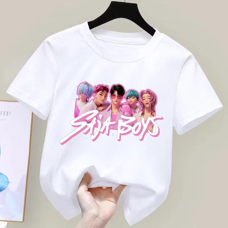 Летняя повседневная детская K-pop футболка с коротким рукавом и принтом в стиле "Охотник на демонов", для мальчиков и девочек
