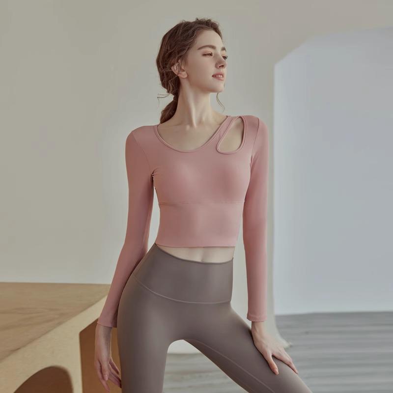 Женские быстросохнущие спортивные топы с длинным рукавом для осени/зимы — европейский и американский стиль, идеально подходят для бега, занятий в спортзале и йоги