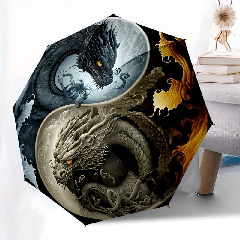 Yin Yang Dragon Wall Art: Harmony in DesignUmbrella, Portable 3-Fold Compact Umbrella for Men & Women Gift