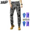 Mens Camo Motorcycle Riding Pants Multi-Pocket Workwear Casual Anti-Fall Motorbike 3rd Gen Honeycomb