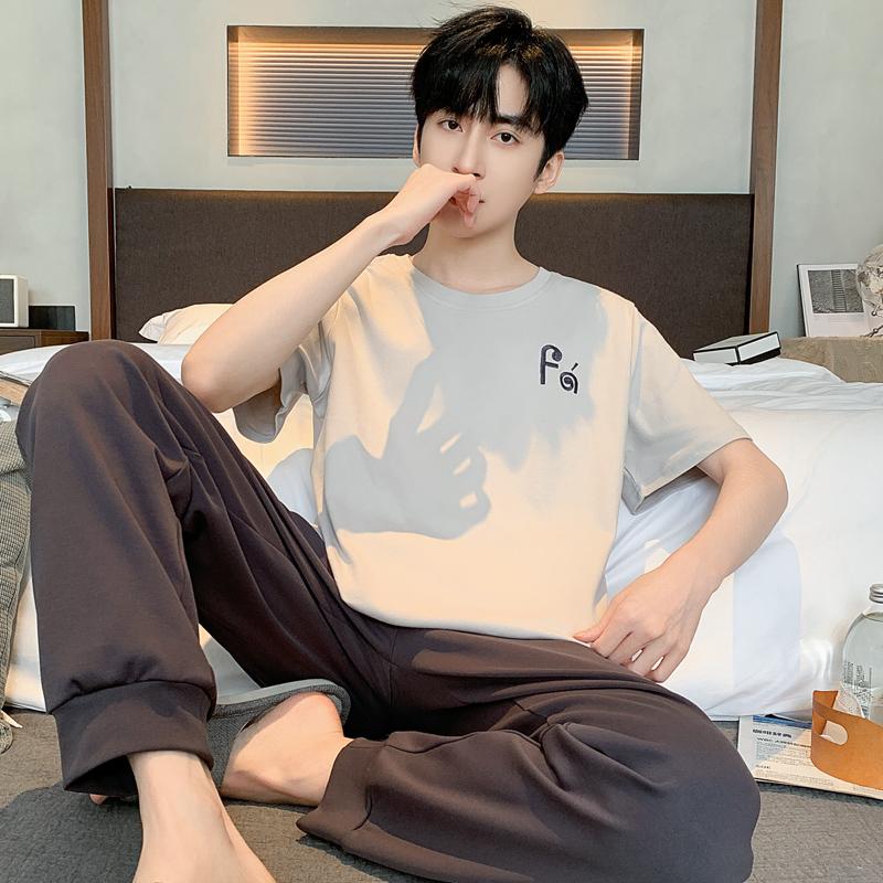 Хлопковая мужская ночная рубашка на лето, короткий спальный топ, длинные штаны, пижамный комплект, повседневная домашняя одежда, пижамы для мужчин, Hombre, прямая поставка