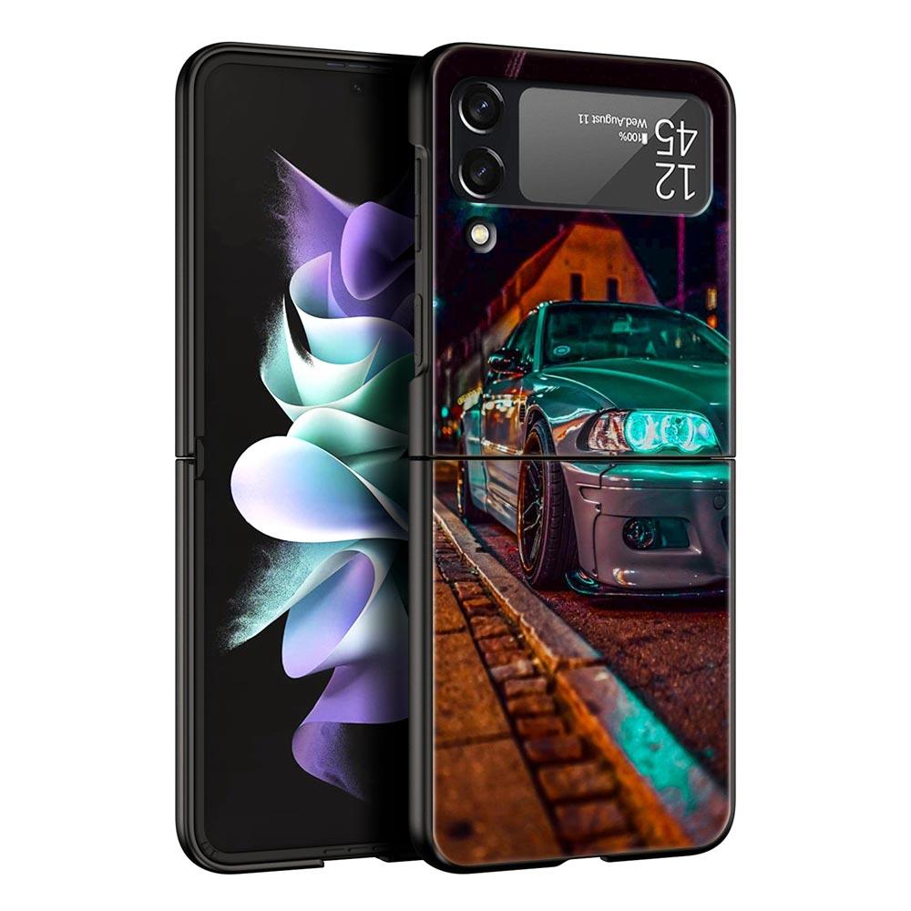 Для Samsung Galaxy Z Flip 3 4 5 Жесткий Черный Складной ПК Чехол для Телефона Синий Красный JDM Спортивный Автомобиль Люкс Для Samsung Z Flip3 Задняя Крышка