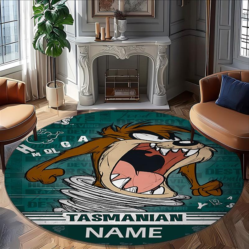 Customizable T-Taz3 Round Non-Slip Carpet - Ideal for Garden, Picnic, Office, Perfect for Decoration, Suitable For All Seasons