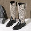Fashion Fashion Leopard Print Design Long Tube Boots for Women 2025 Autumn New Pointed Head Comfortable Versatile Coarse Heel Long Boots