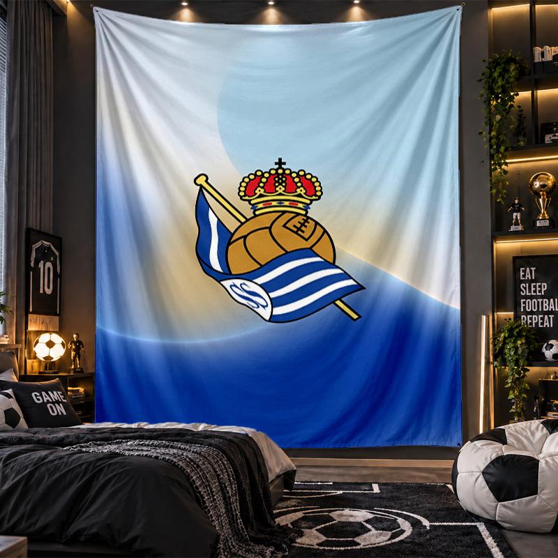 Wall Hanging Tapestry Real Sociedad FC Print Cloth for Living Room Bedroom Home Decor