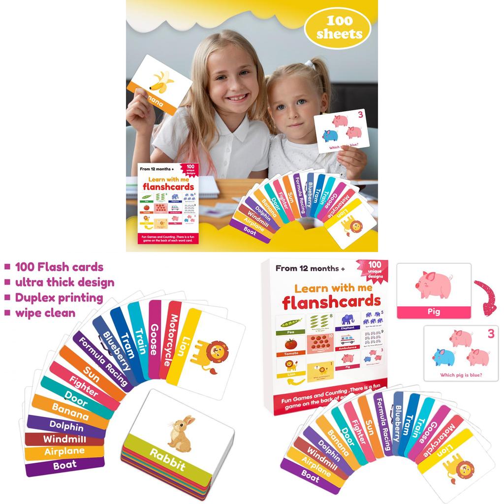 Educational Flash Card Set With 100 Alphabet And Number Cards For Toddler Learning And Early Development